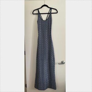 Navy Blue Patterned Maxi Dress